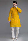 Embroidered Georgette Kurta Set in Yellow