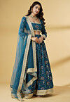 Embroidered Georgette Lehenga in Dusty Blue