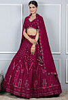 Embroidered Georgette Lehenga in Fuschia