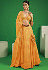 Embroidered Georgette Lehenga in Light Orange
