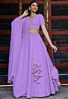 Embroidered Georgette Lehenga in Light Purple