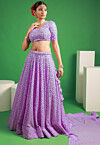 Embroidered Georgette Lehenga in Light Purple