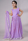 Embroidered Georgette Lehenga in Light Purple