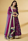 Embroidered Georgette Lehenga in Magenta