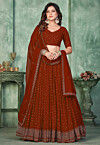 Embroidered Georgette Lehenga in Maroon
