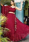 Embroidered Georgette Lehenga in Maroon