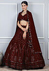 Embroidered Georgette Lehenga in Maroon