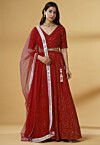 Embroidered Georgette Lehenga in Maroon