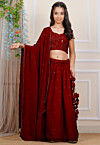 Embroidered Georgette Lehenga in Maroon