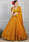 Embroidered Georgette Lehenga in Mustard