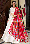 Embroidered Georgette Lehenga in Off White