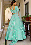 Embroidered Georgette Lehenga in Pastel Green