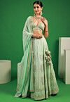 Embroidered Georgette Lehenga in Pastel Green