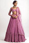 Embroidered Georgette Lehenga in Pink
