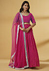 Embroidered Georgette Lehenga in Pink