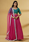 Embroidered Georgette Lehenga in Pink