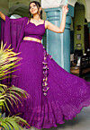 Embroidered  Georgette Lehenga in Purple