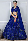 Embroidered Georgette Lehenga in Royal Blue