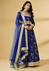 Embroidered Georgette Lehenga in Royal Blue