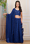 Embroidered Georgette Lehenga in Royal Blue