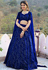 Embroidered Georgette Lehenga in Royal Blue
