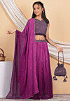 Embroidered Georgette Lehenga in Shaded Magenta