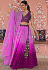 Embroidered Georgette Lehenga in Shaded Pink and Magenta