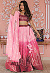 Embroidered Georgette Lehenga in Shaded Pink