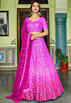 Embroidered Georgette Lehenga in Shaded Pink