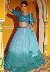 Embroidered Georgette Lehenga in Shaded Turquoise 