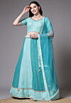 Embroidered Georgette Lehenga in Sky Blue
