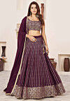 Embroidered Georgette Lehenga in Wine