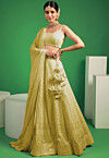 Embroidered Georgette Lehenga in Yellow