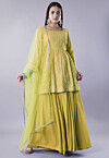 Embroidered Georgette Lehenga in Yellow