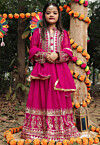 Embroidered Georgette Long Kurta in Fuchsia