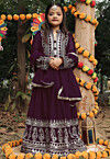Embroidered Georgette Long Kurta in Purple