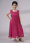 Embroidered Georgette Maxi Dress in Pink