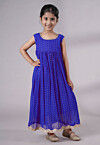 Embroidered Georgette Maxi Dress in Royal Blue