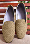 Embroidered Georgette Men Mojari in Dark Beige