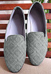 Embroidered Georgette Men Mojari in Grey