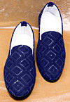 Embroidered Georgette Men Mojari in Royal Blue
