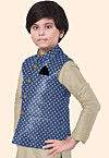 Embroidered Georgette Nehru Jacket in Light Blue
