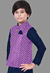 Embroidered Georgette Nehru Jacket in Purple