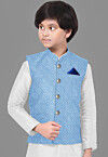 Embroidered Georgette Nehru Jacket in Sky Blue