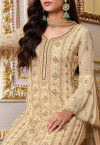 Embroidered Georgette Pakistani Suit in Beige : KCH6383
