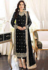 Embroidered Georgette Pakistani Suit in Black