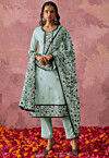Embroidered Georgette Pakistani Suit in Blue