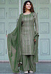 Embroidered Georgette Pakistani Suit in Dark Green