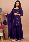 Embroidered Georgette Pakistani Suit in Dark Purple