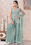 Embroidered Georgette Pakistani Suit in Dusty Blue